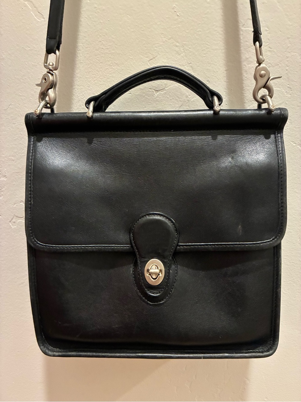 VTG 90’s Coach Black Leather Messenger Brief Bag